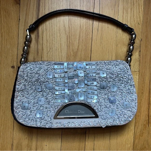 Dior by John Galliano Malice Silver Beaded Shoulder Bag Vintage - Picture 1 of 12